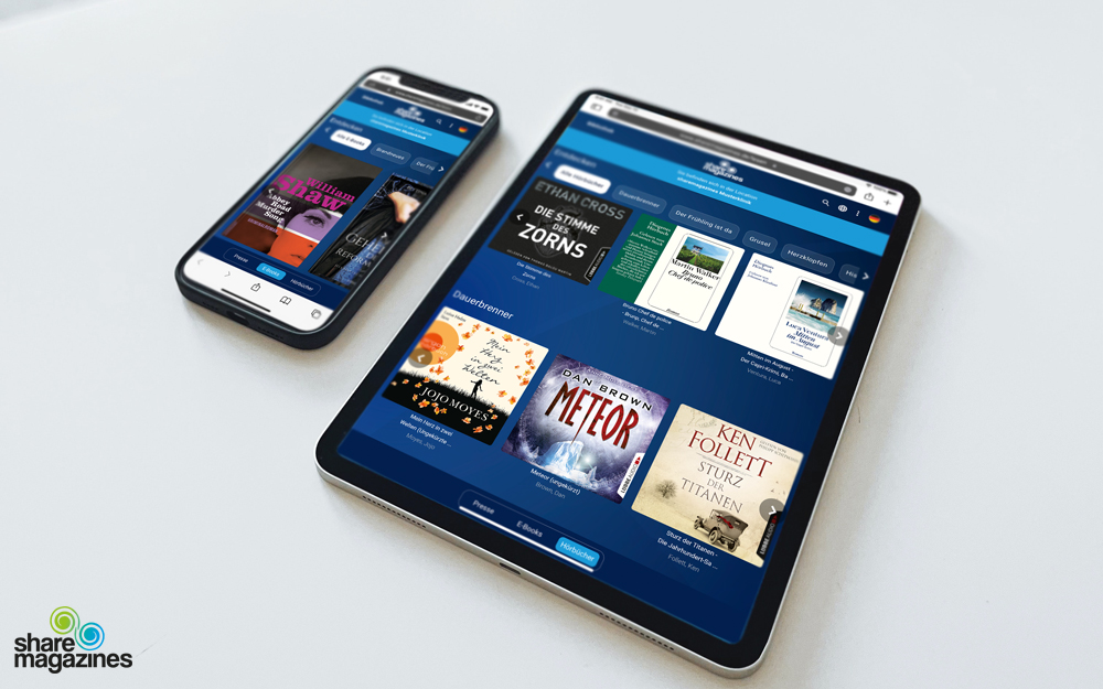 sharemagazines erweitert Entertainmentangebot um E-Books und Hörbücher